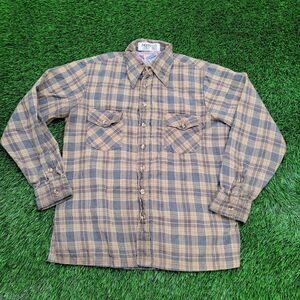 Vintage 90s J-Riggings Plaid Button Shirt S/M 20x27 Brown Flannel